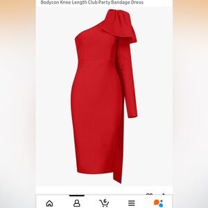 Elegant Red One-Shoulder Dress. Size 10/12